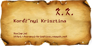 Korányi Krisztina névjegykártya